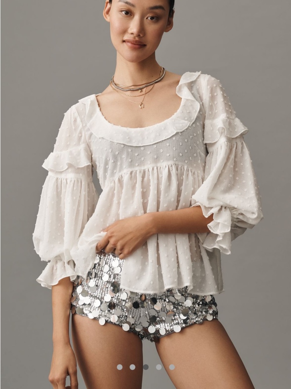 Anthropologie Ruffled Sheer Boho Blouse